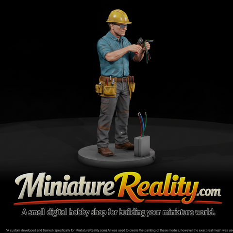 Electrician with Tool Belt at Work miniature, three-quarter view