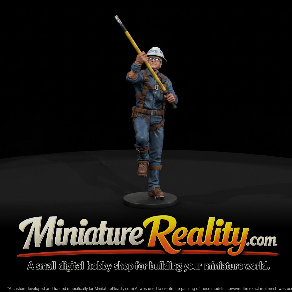 Power Lineman with Hot Stick miniature, three-quarter view