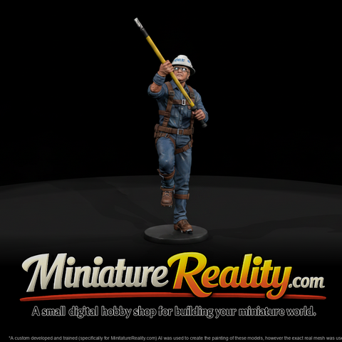 Power Lineman with Hot Stick miniature, three-quarter view