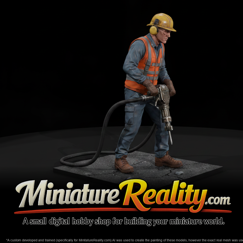 Jackhammer Operator miniature, three-quarter view