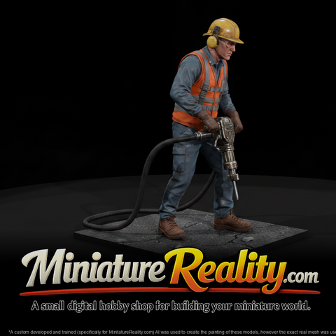 Jackhammer Operator miniature, three-quarter view