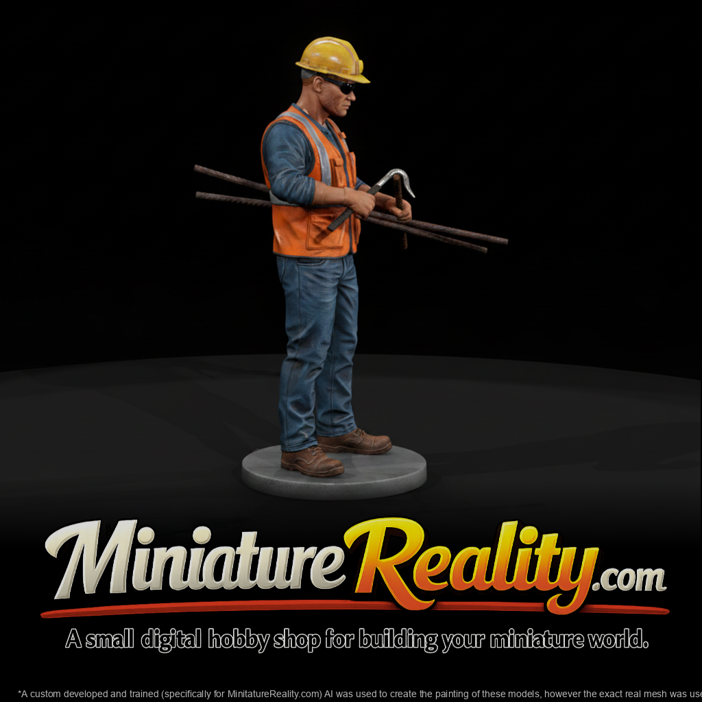Ironworker Placing Rebar miniature, three-quarter view