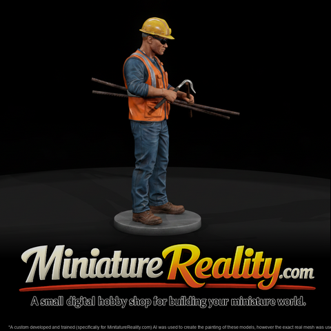 Ironworker Placing Rebar miniature, three-quarter view