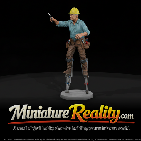 Drywall Finisher on Stilts miniature, three-quarter view