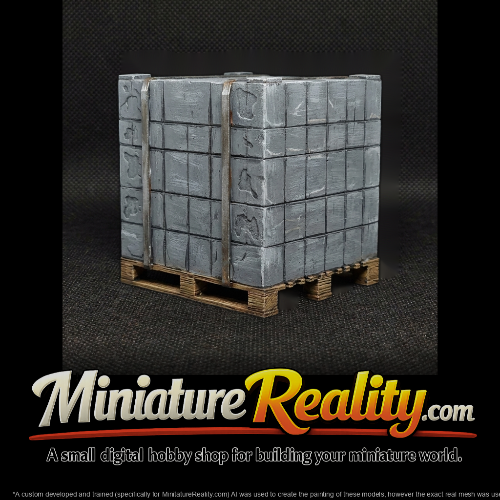 Concrete Block Pallet with Straps — (3D Printable)