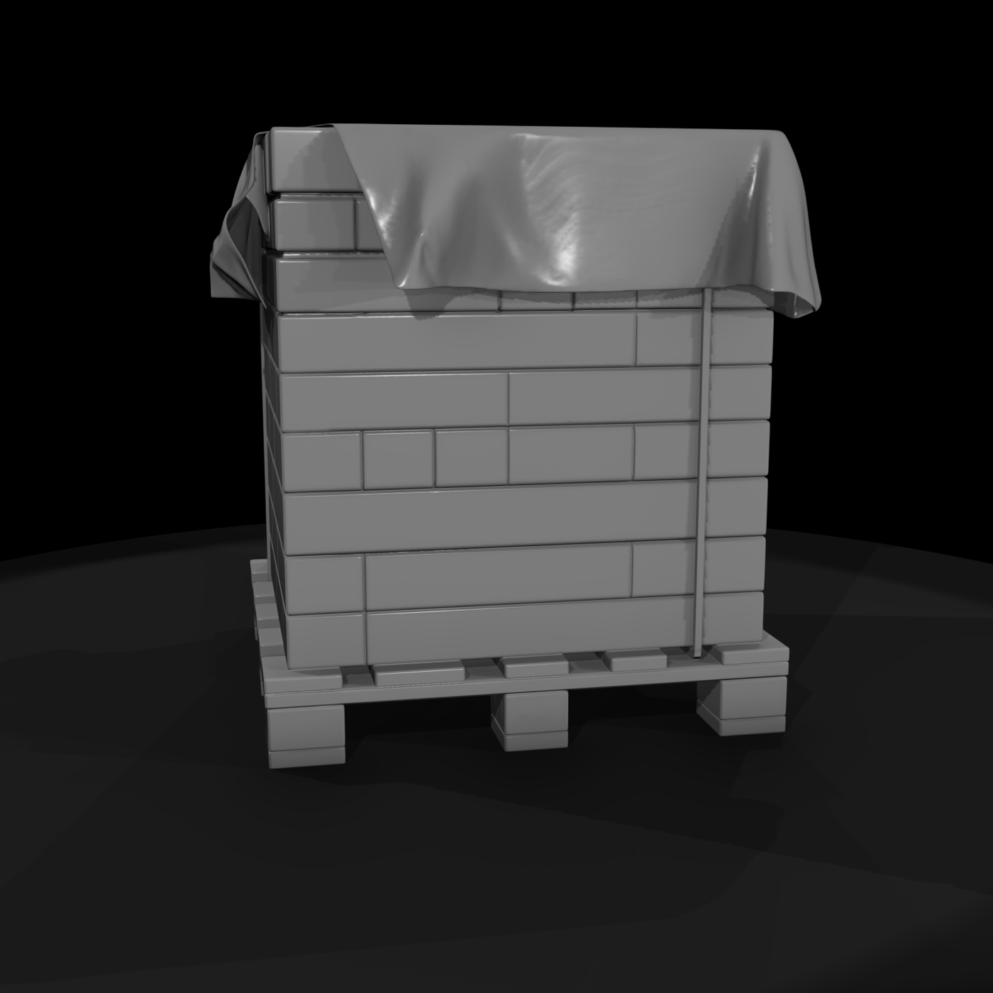 Concrete Brick Pallet Stack — 3D Printable Miniature