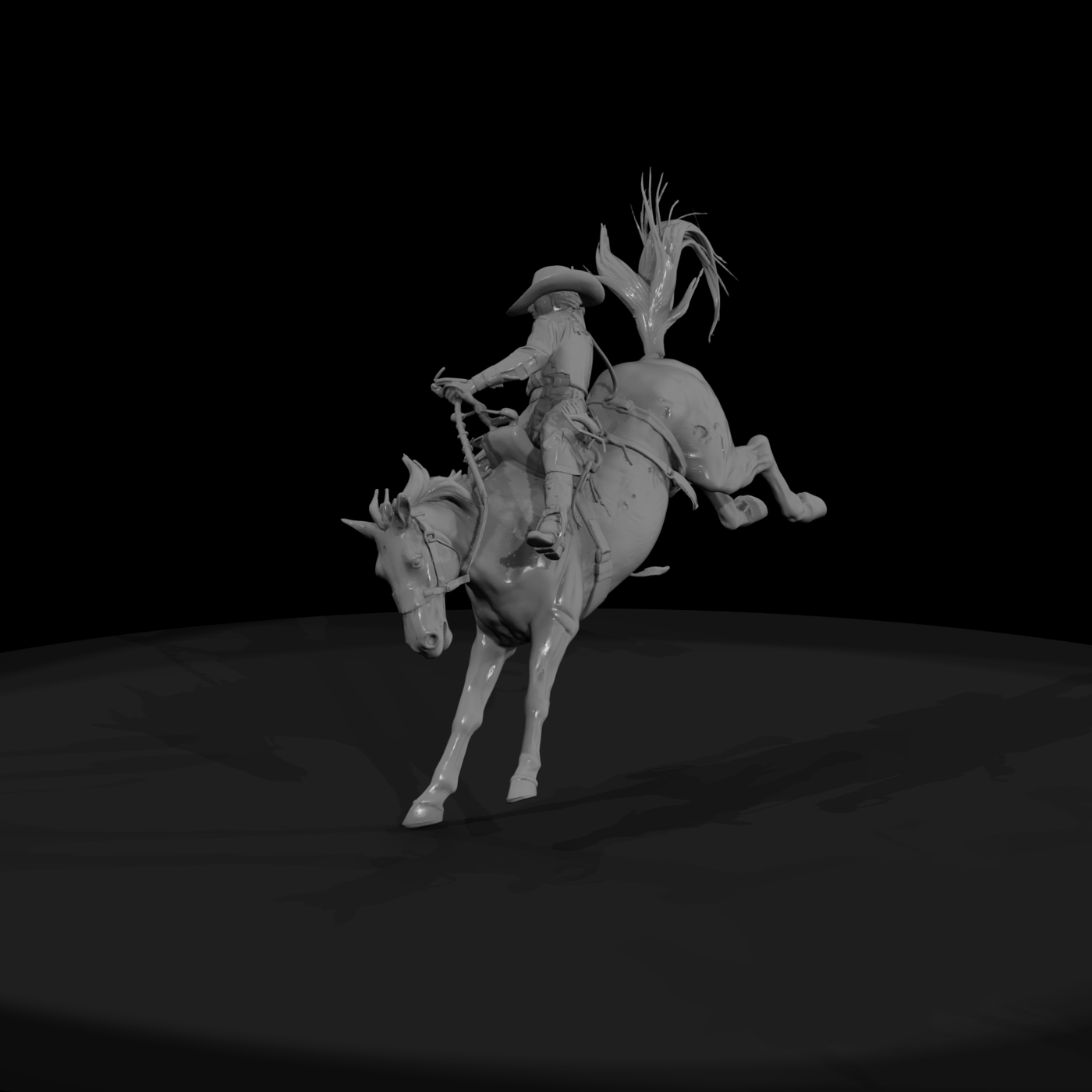 Cowboy on Bucking Horse — Rodeo (3D‑Printable)
