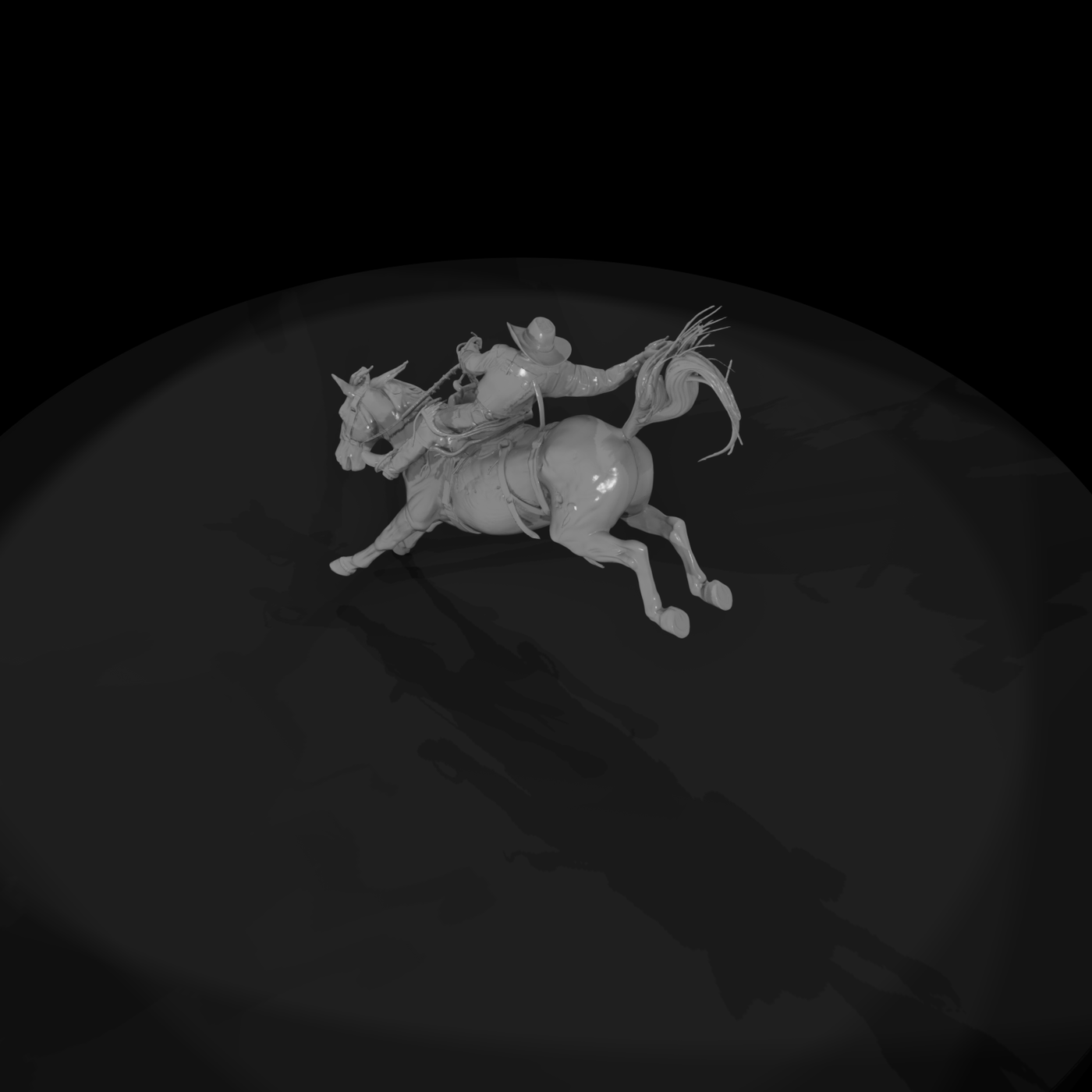 Cowboy on Bucking Horse — Rodeo (3D‑Printable)
