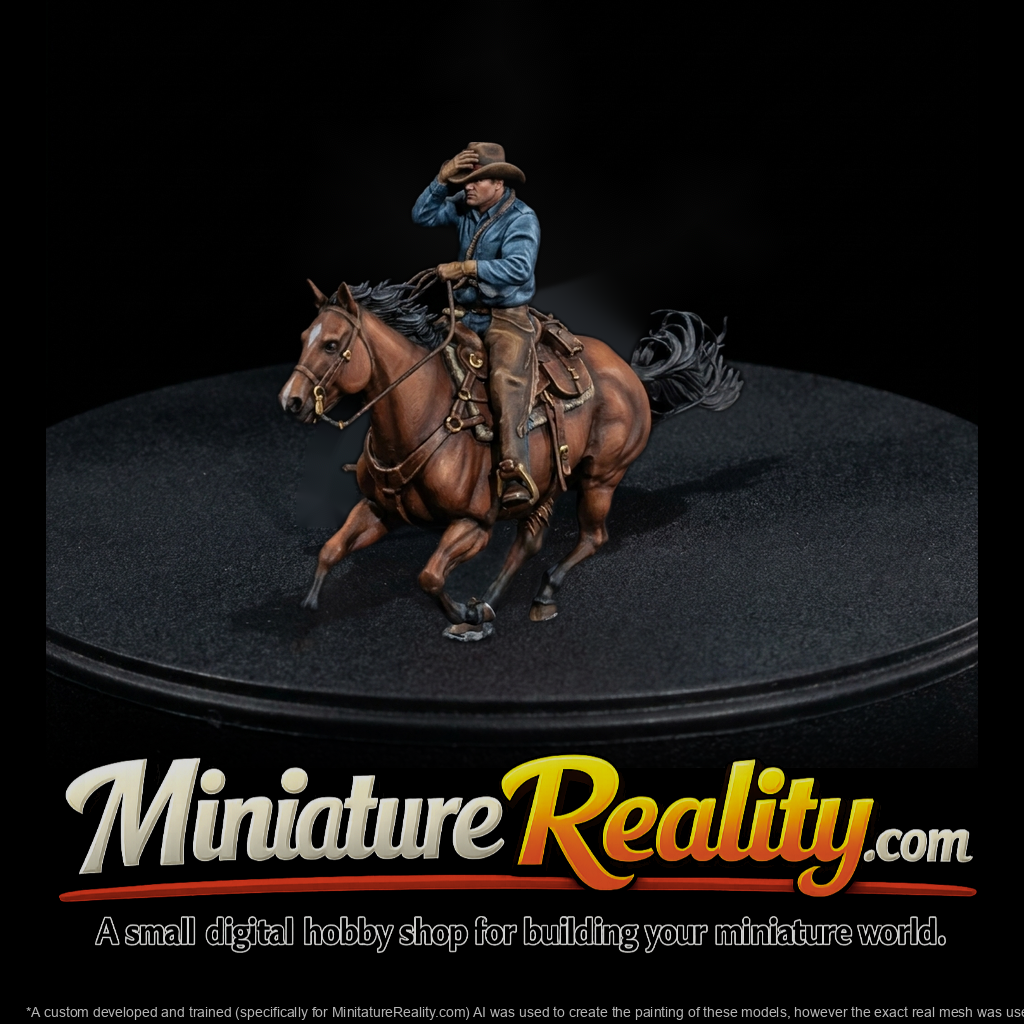 Cowboy on Galloping Horse — Mounted Figure (3D Printable)