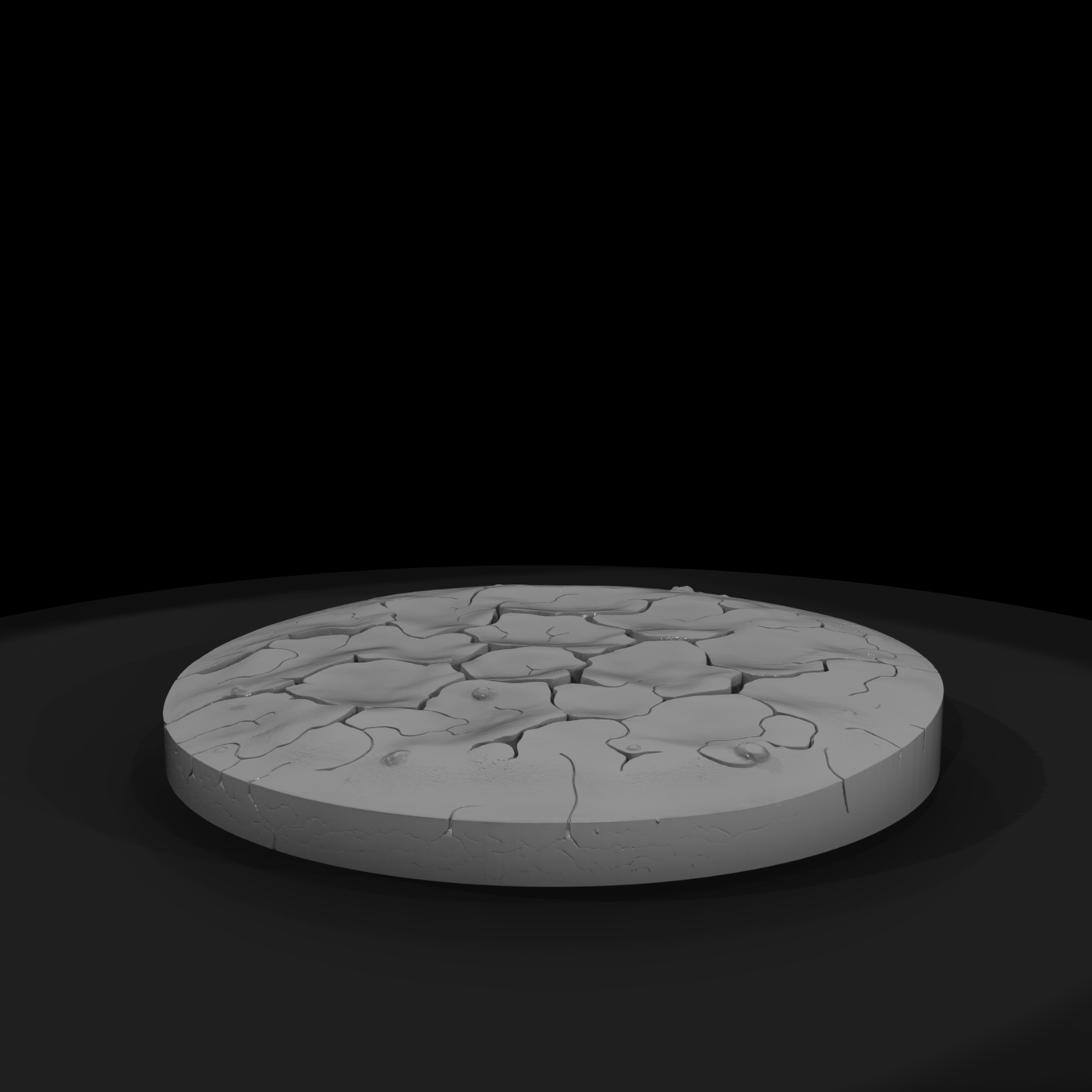 Cracked Dry Earth Circular Terrain Base — 60mm 3D Printable