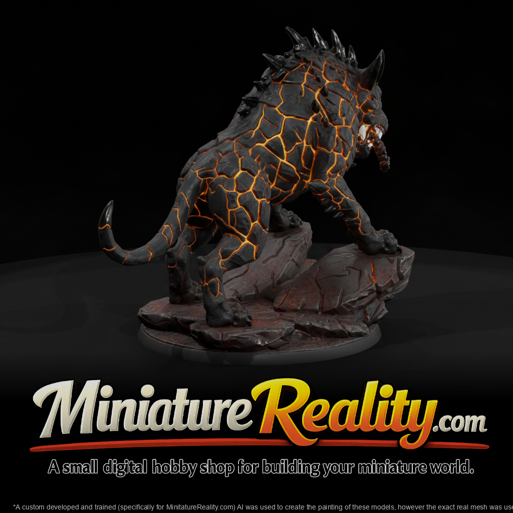 Cinder Maw Hellhound miniature, three-quarter view