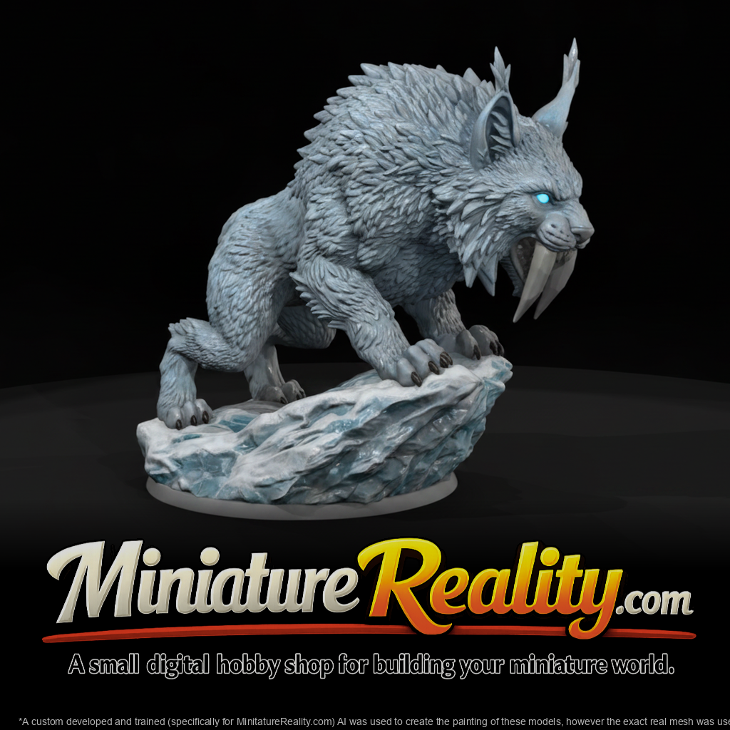 Frost Fang Lynx Beast miniature, three-quarter view