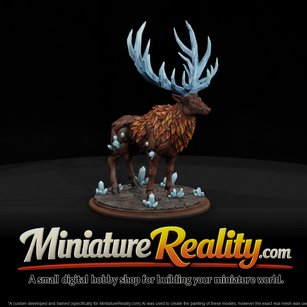 Crystal-Hide Elk Fantasy Beast miniature, three-quarter view