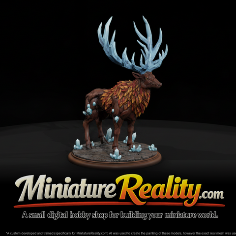 Crystal-Hide Elk Fantasy Beast miniature, three-quarter view