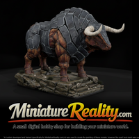 Slate-Plated Ox Fantasy Beast miniature, three-quarter view — thumbnail 1