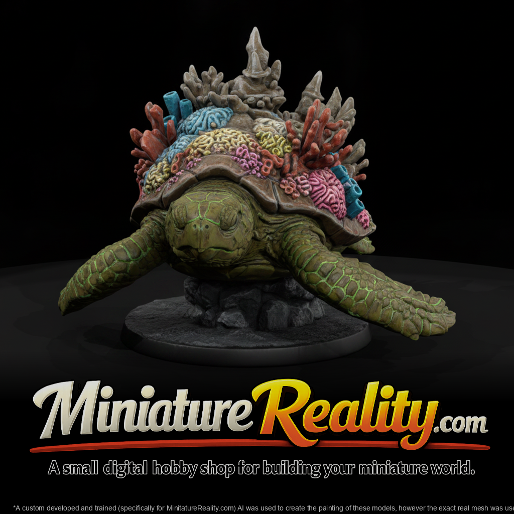 Coral Crown Sea Turtle miniature, three-quarter view
