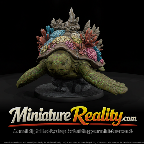 Coral Crown Sea Turtle miniature, three-quarter view