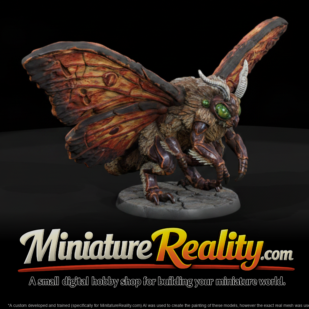 Cinder Wing Moth Beast miniature, three-quarter view