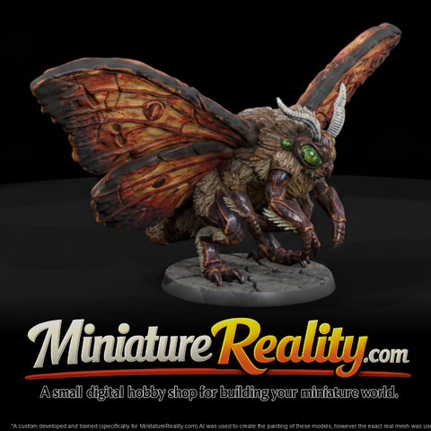 Cinder Wing Moth Beast miniature, three-quarter view