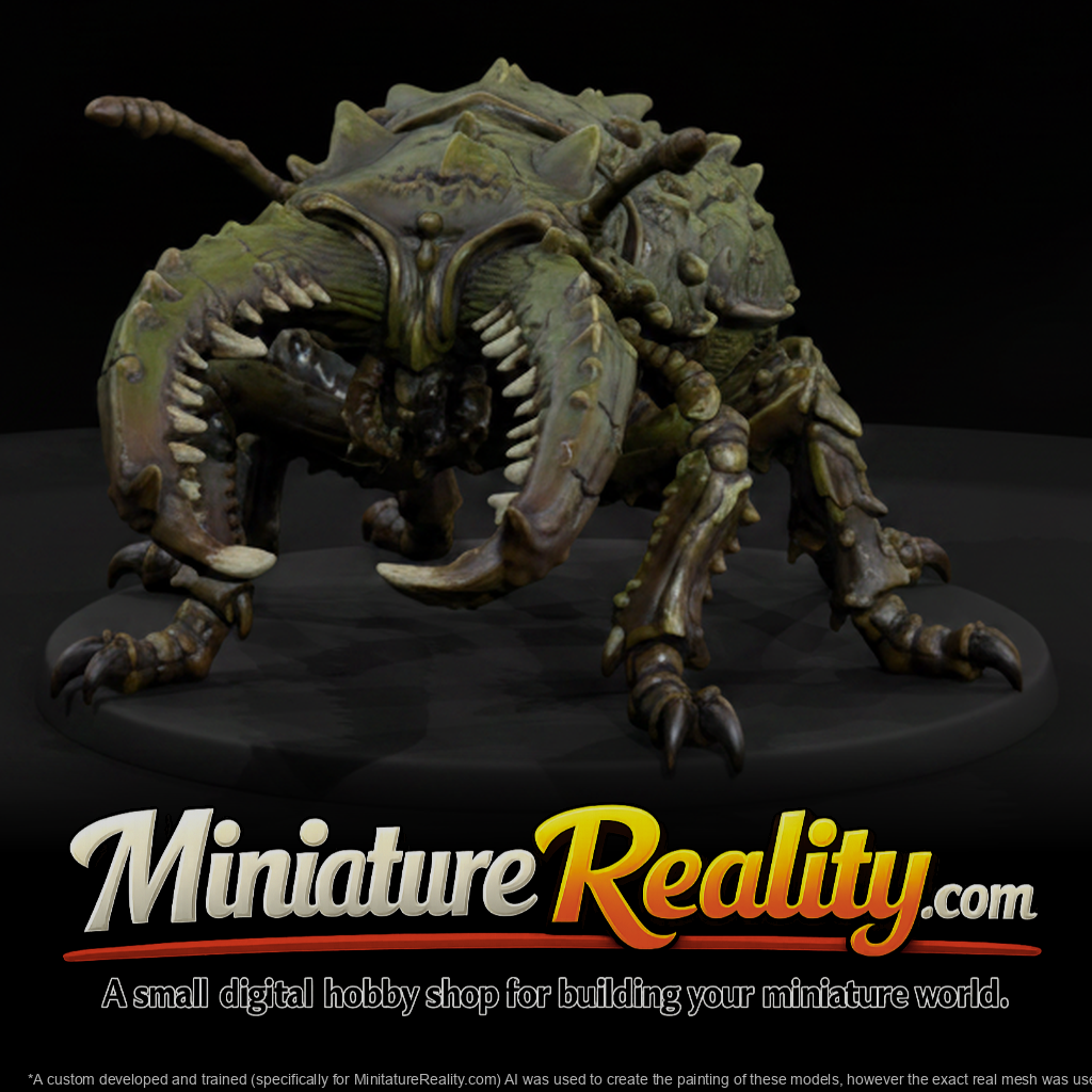 Giant Mandible Crusher Beetle miniature, three-quarter view