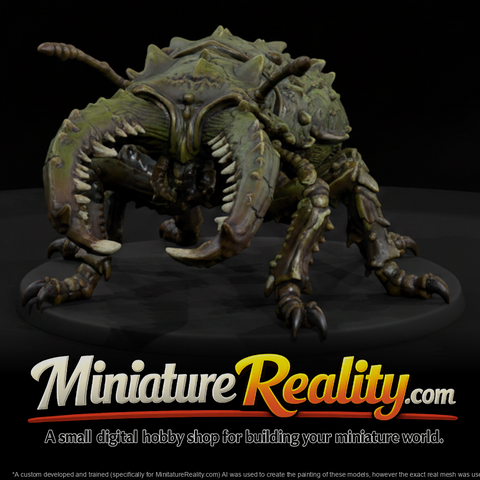 Giant Mandible Crusher Beetle miniature, three-quarter view