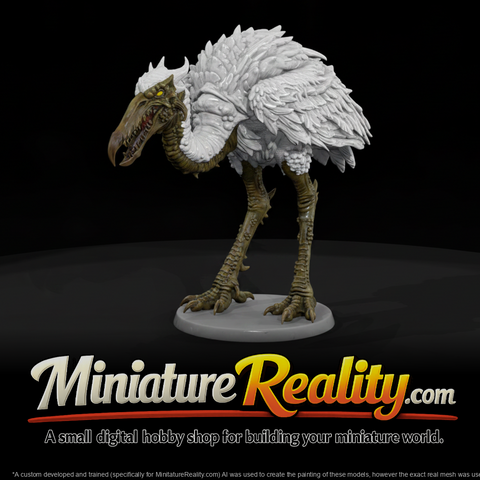 Bog Plume Stork Beast miniature, three-quarter view