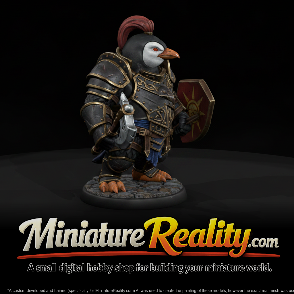 Iron Down Penguin Beast miniature, three-quarter view