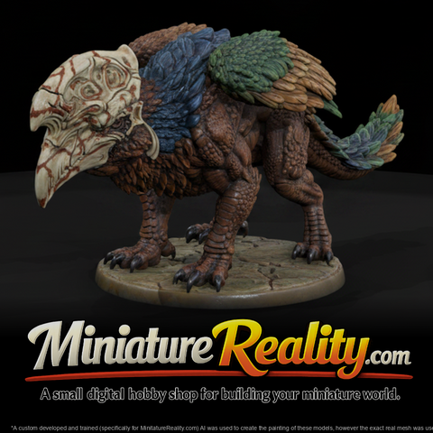 Bone Frill Hornbill Beast miniature, three-quarter view