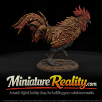 Ember Crest Rooster Beast miniature, three-quarter view — thumbnail 1
