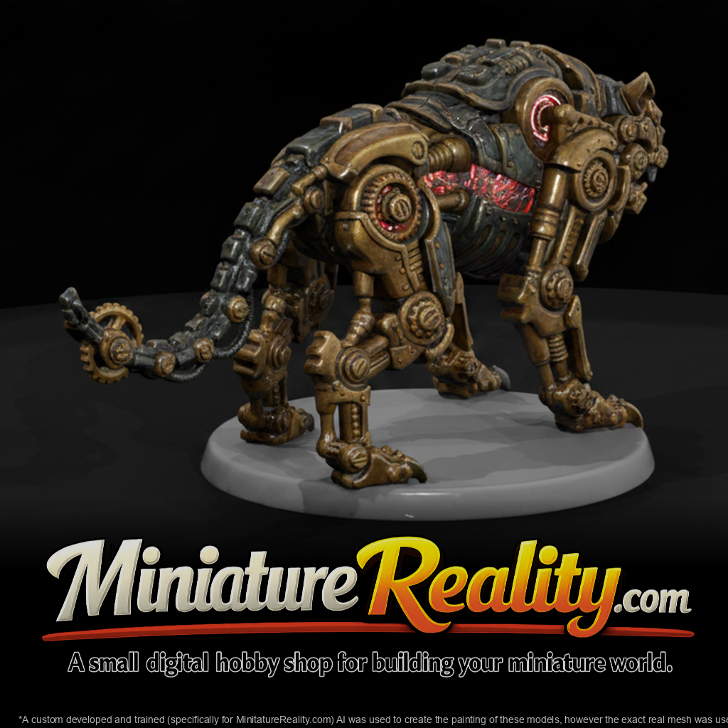Cog Heart Clockwork Beast miniature, three-quarter view