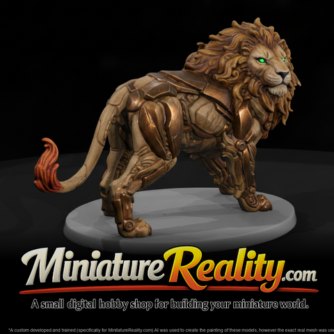 Marble Guardian Lion miniature, three-quarter view