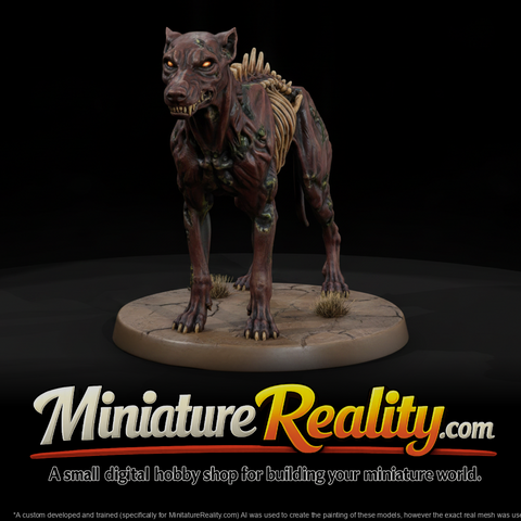 Marrow-Spine Undead Hound miniature, three-quarter view