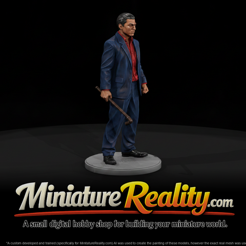 1990s Yakuza Recruit with Bat miniature, three-quarter view