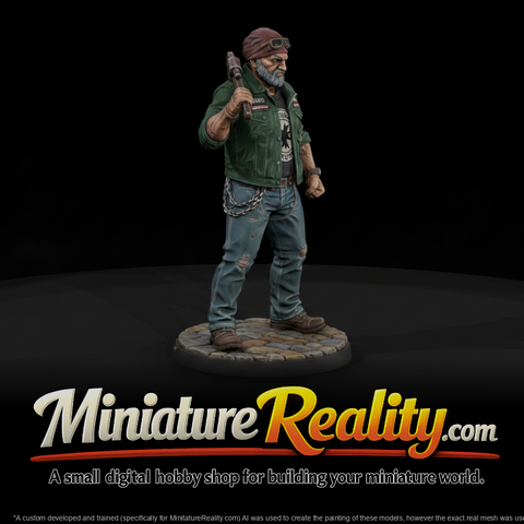 Outlaw Biker with Wrench miniature, three-quarter view