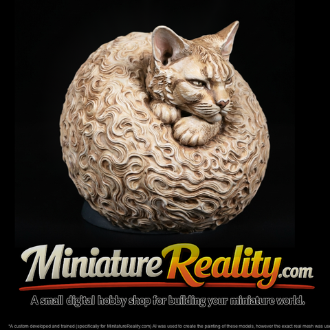 Curled Devon Rex Cat Figurine