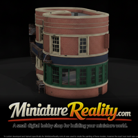 Curved Corner Commercial Building Shell — Two-Story miniature, three-quarter view — thumbnail 2