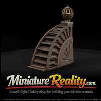 Curved Ornamental Staircase with Newel Post — Accessory miniature, three-quarter view — thumbnail 2