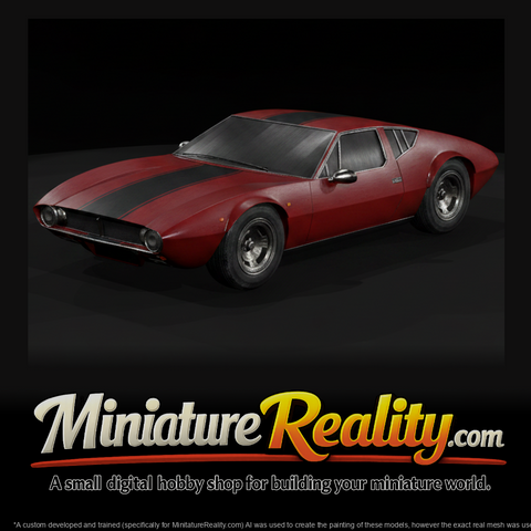 De Tomaso Mangusta (1967) — 3D Printable Model, three-quarter view