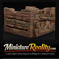Detailed stratified rock canyon terrain model UKQEAHyr, three-quarter view — thumbnail 1