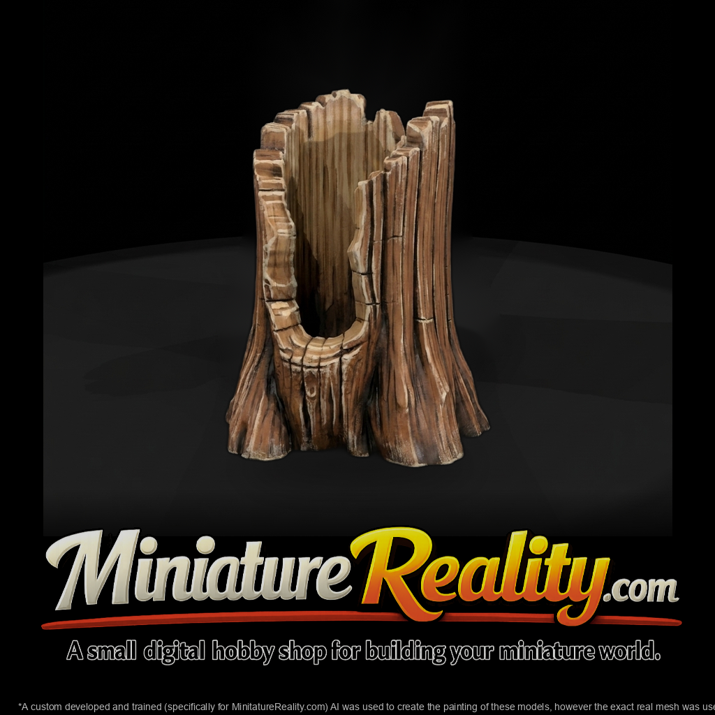 Detailed hollow broken tree stump 3d miniature gcciEzew