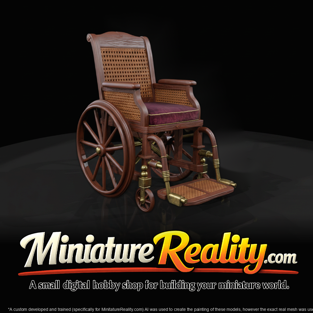 Edwardian Wooden Wheelchair — 3D Printable Miniature