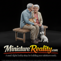 Elderly Couple with Animals - Seated Bench Set — thumbnail 1