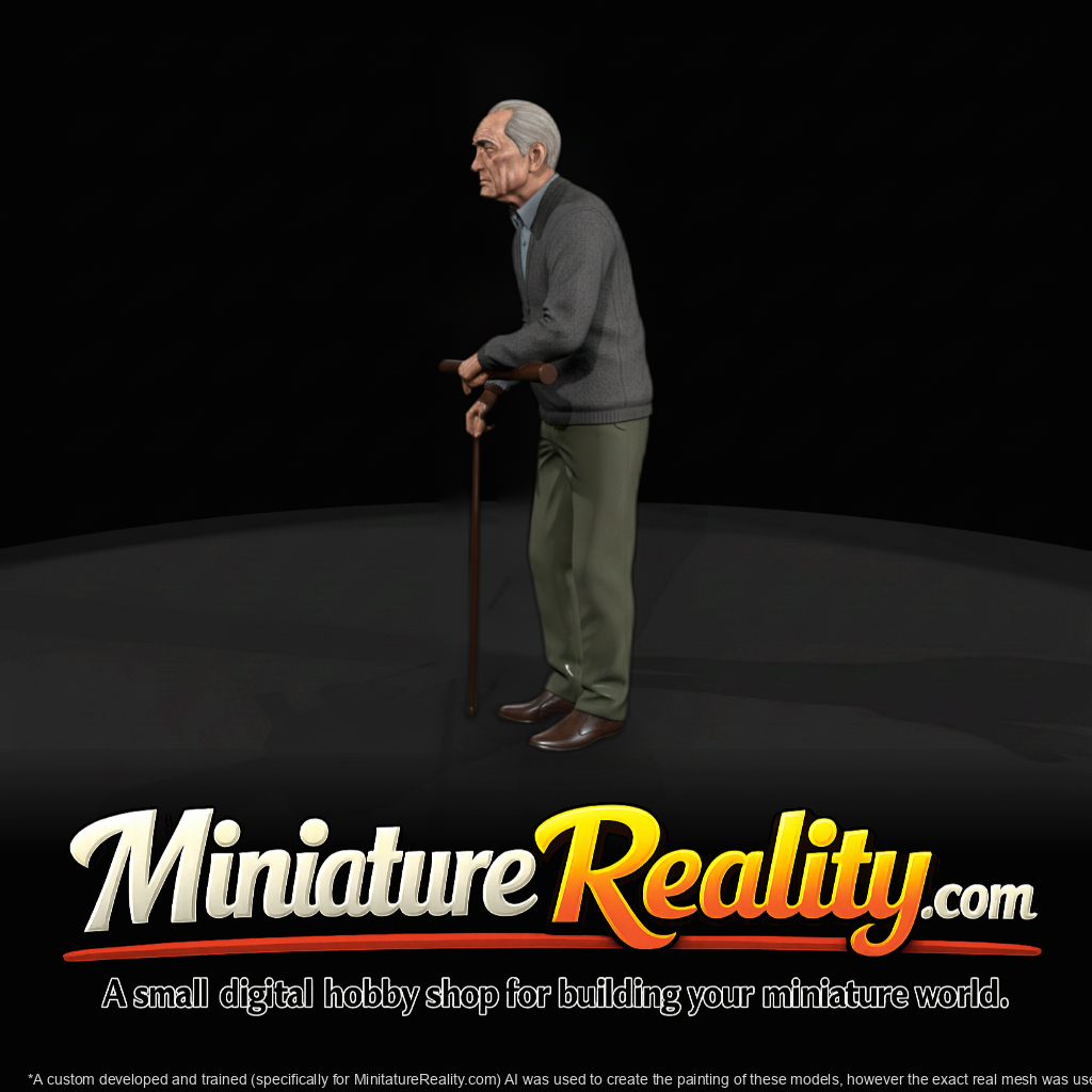 Elderly Male Citizen with Cane — 3D Printable Miniature