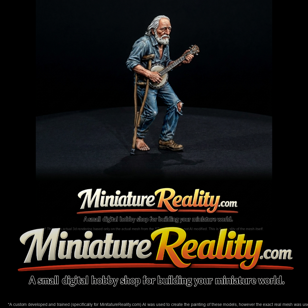 Elderly male musician figurine (3D sculpt)