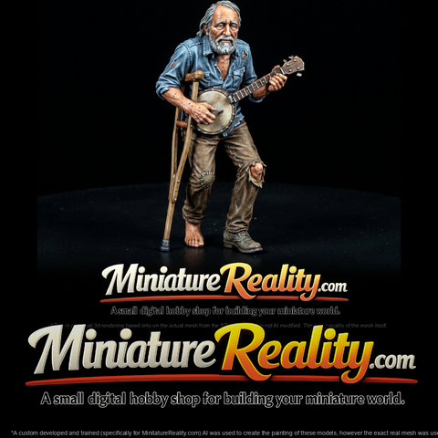 Elderly male musician figurine (3D sculpt)