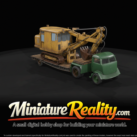 excavator on trailer