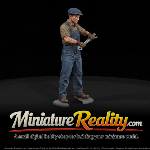 Assembly Line Worker Automobile Plant miniature, three-quarter view