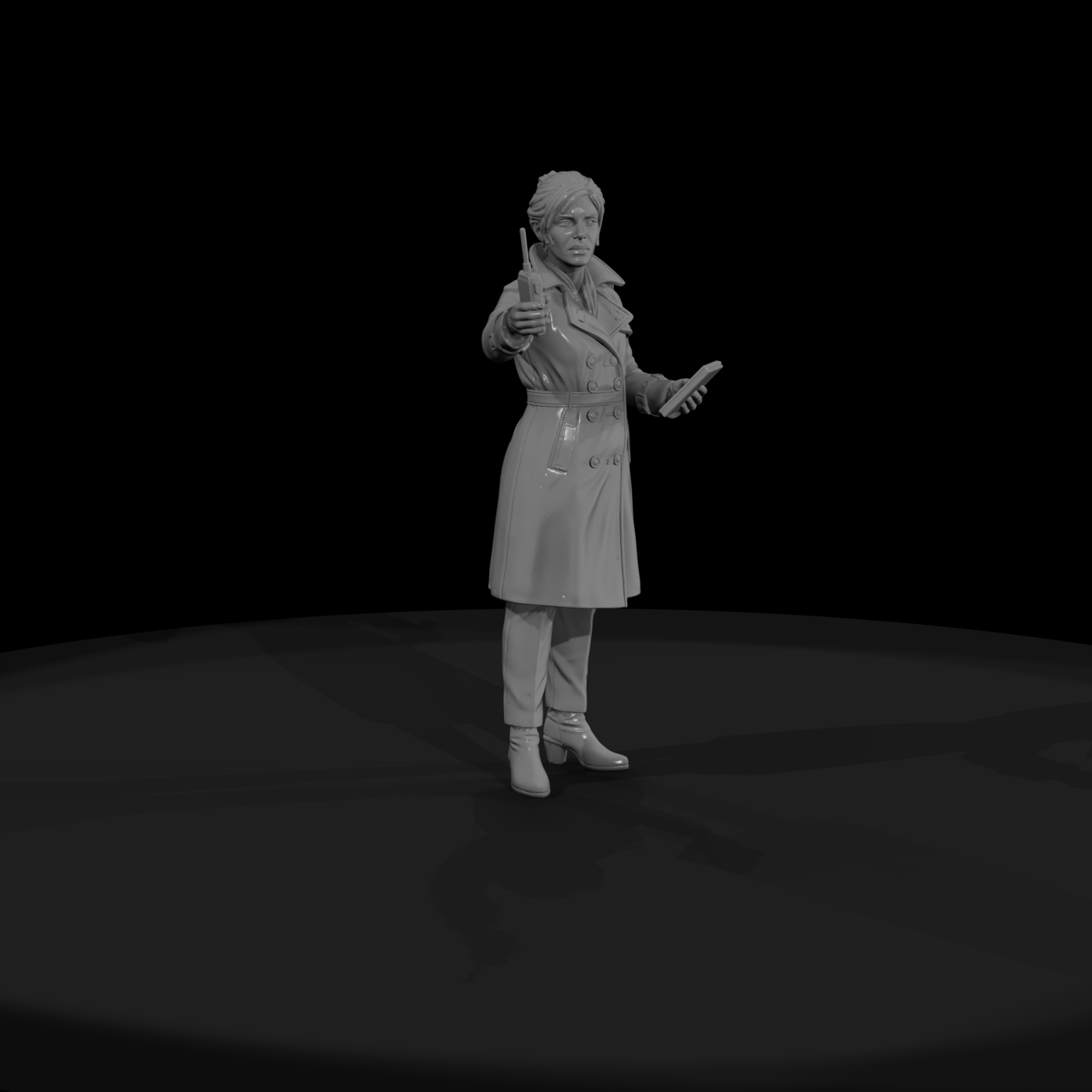 Female Journalist in Trenchcoat — 3D Printable Miniature
