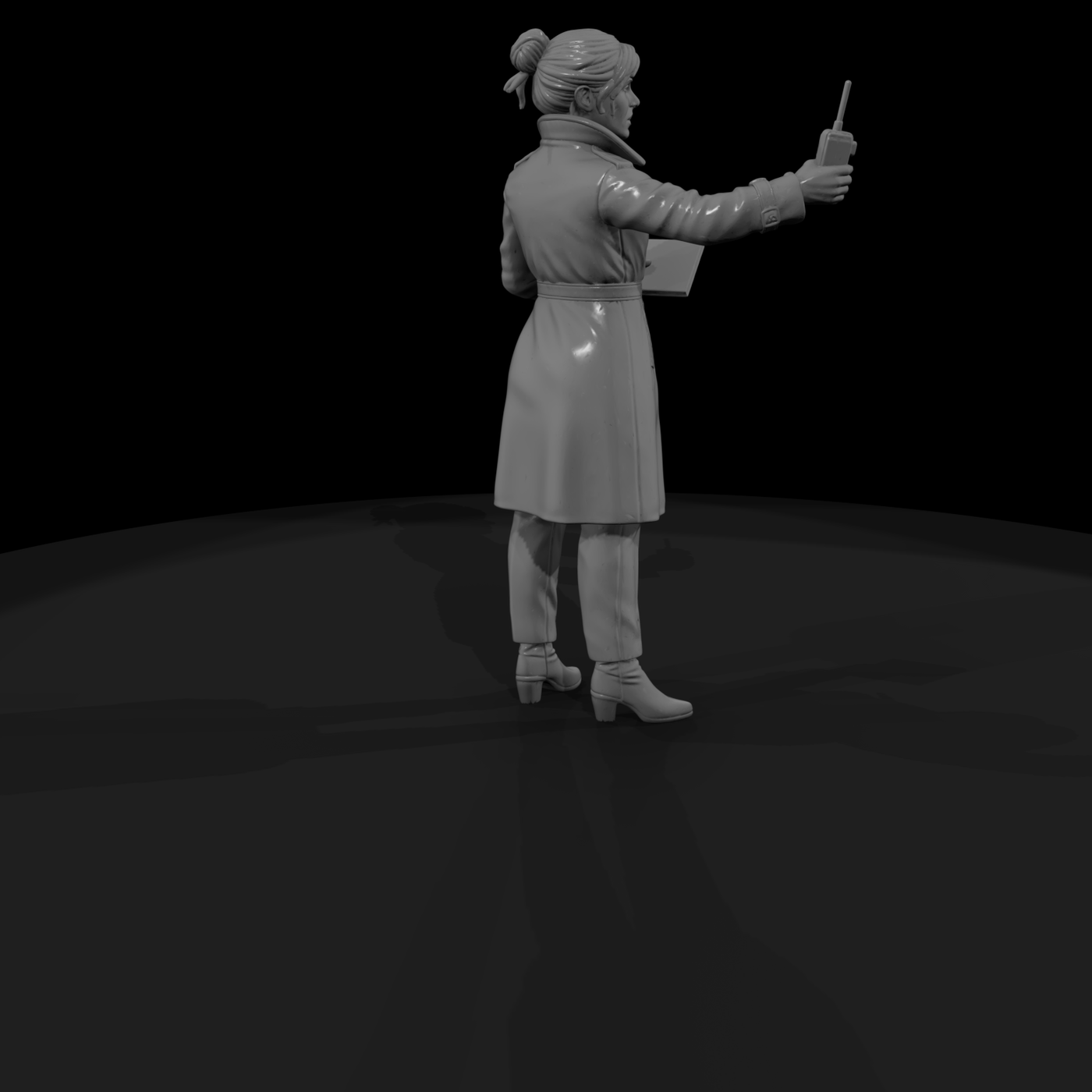 Female Journalist in Trenchcoat — 3D Printable Miniature