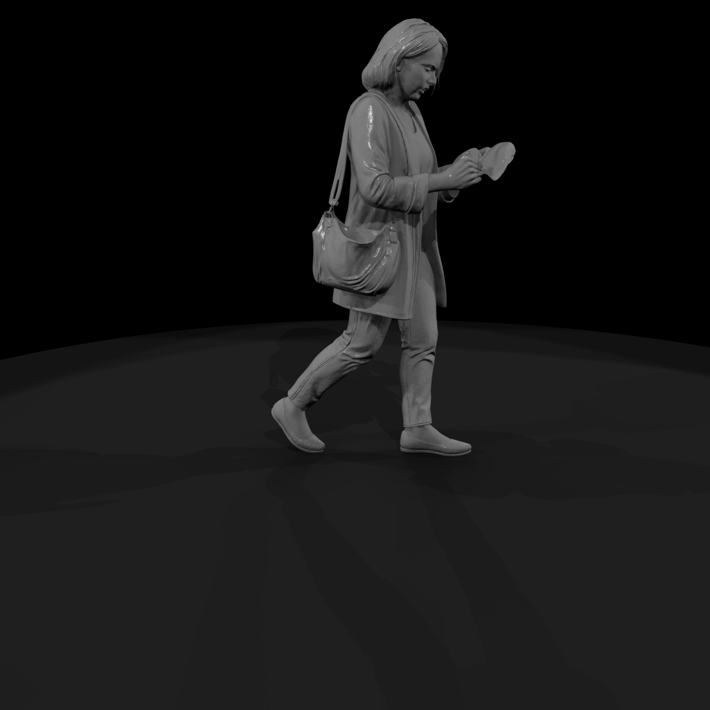 Female Shopper Figure — Casual Woman with Handbag